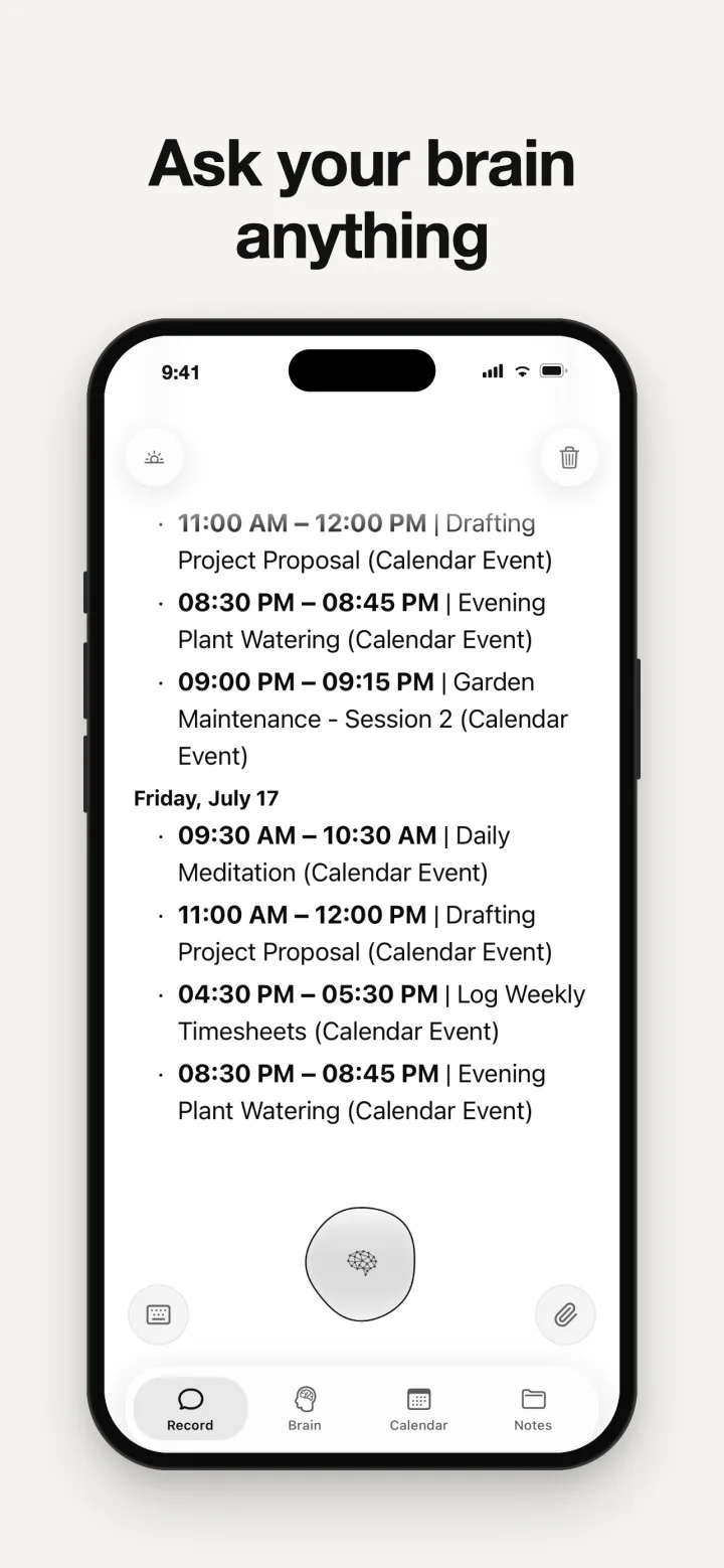 Ask your brain anything: SecondBrain answers with your own schedule